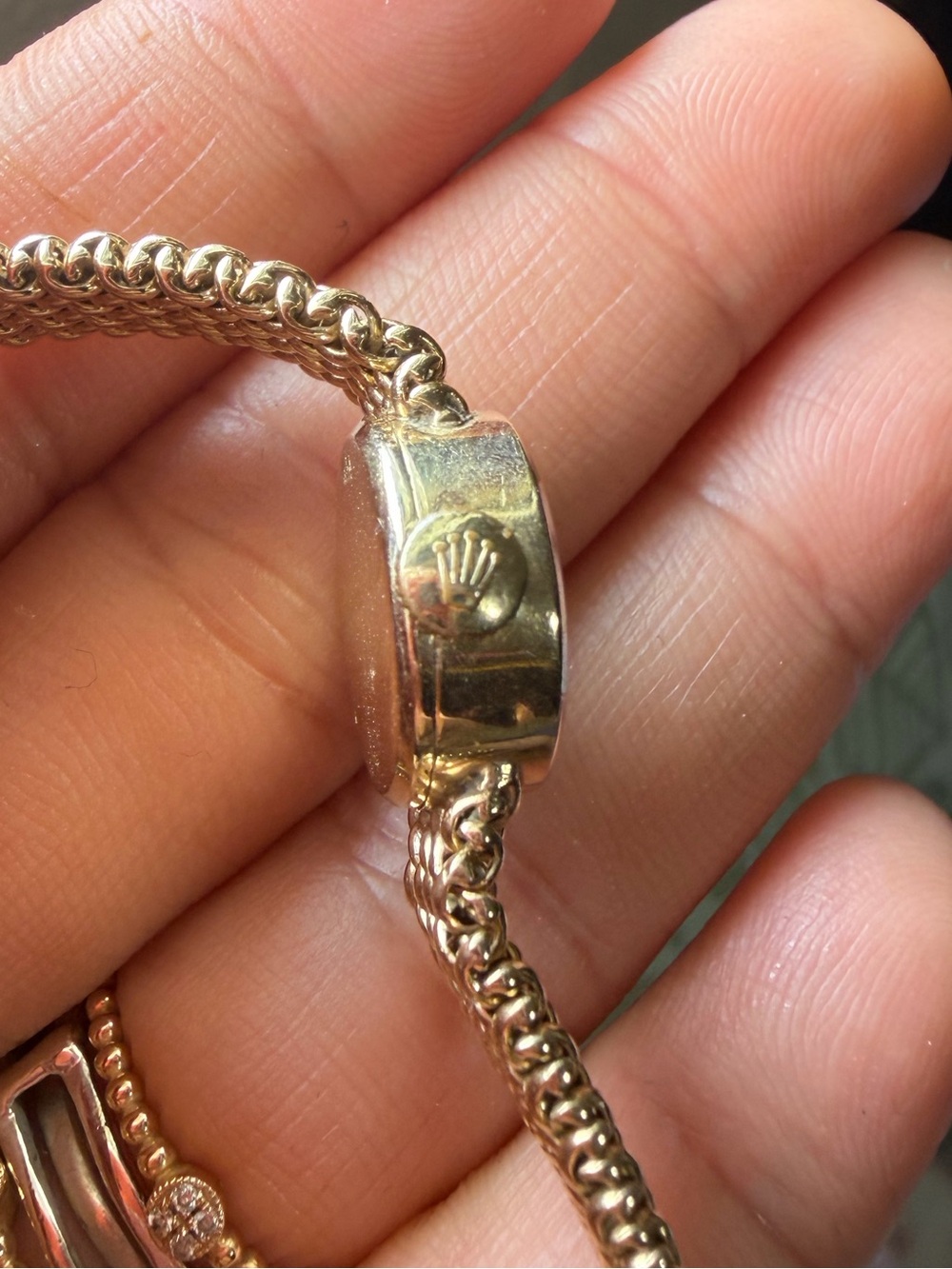 Rolex Women's Gold Bracelet Watch with Textured Woven Band - Picture 4 of 5